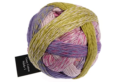 Schoppel Wolle Zauberball Crazy Cotton Stärke 4, Baumwollgarn mit individuellem Farbverlauf (2503 Juke Box) von Schoppel