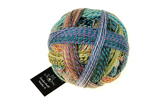 Schoppel Wolle Zauberball Stärke 6, 150g bunte Sockenwolle 6-fädig, dicke Strumpfwolle 6-fach, Sockengarn mit Farbverlauf zum stricken und häkeln | 75% Wolle, 25% Polyamid (2355 Gartenparty) von Schoppel