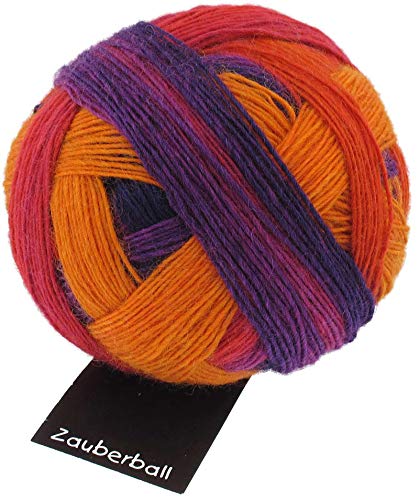 Schoppel Zauberball, jede Socke ein Unikat, Sockenwolle mit Farbverlauf zum Stricken oder Häkeln, 100g, 420m, 75% Schurwolle, 25% Polyamid (biologisch abbaubar) (1536 Fuchsienbeet) von Schoppel