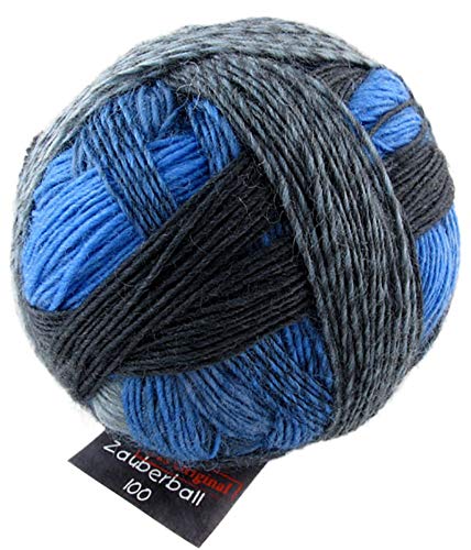 Schoppel Zauberball 100 Pro, reine Wolle mit Farbverlauf blau grau, 100g, 420m (2169 Rauchzeichen) von Schoppel