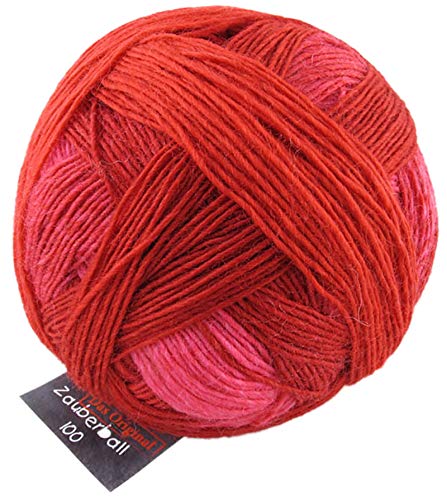 Schoppel Zauberball 100 Pro, reine Wolle mit Farbverlauf rot, 100g, 420m (2166 Heisses Eisen) von Schoppel