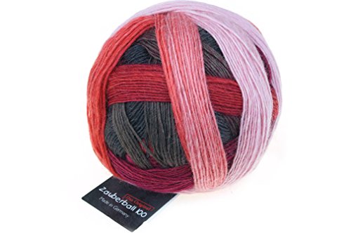 Schoppel Zauberball 100 Pro, reine Wolle mit Farbverlauf rot rosa dunkelbraun dunkelgrau, 100g, 420m (2305 Red to Go) von Schoppel