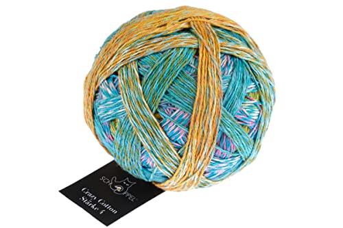 Schoppel Zauberball Crazy Cotton Stärke 4, Farbe 2367 Sommermärchen, Baumwollgarn mit Farbverlauf, 100g, ca. 420m, Nadelstärke 2-3 mm von Schoppel