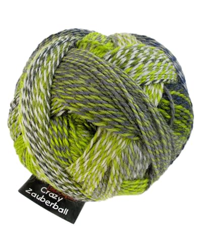 Schoppel Zauberball Crazy | Nachhaltige Sockenwolle mit Farbverlauf | Sockengarn zum Stricken oder Häkeln | bunte Strumpfwolle 100g (2204 Grüne Woche) von Schoppel