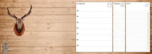 Notizblock “Wochenplaner - Rotwild“ | Schreibtischunterlage | Wochenkalender | 52 Blatt | 45 x 16 cm | To-Do-Block zum Abhaken mit Hirsch-Motiv, braun - Schreibgefühl von Schreibgefühl