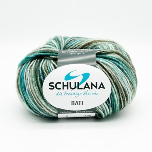 SCHULANA Bati Strickgarn aus 100% Schurwolle, Made in Italy - Ideal für Pullover, Schals, Babykleidung, Mützen - Atmungsaktiv & temperaturregulierend, Dunkelgrün meliert von Schulana