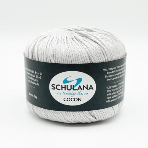 SCHULANA Cocon Luxuriöses Wollgarn aus Viskose und Seide - 50g Knäuel (140m Lauflänge) - Ideal für Pullover, Schals, Tücher & mehr - Made in Italy, Hellgrau von Schulana