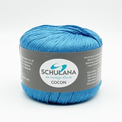 SCHULANA Cocon, 90% Viskose, 10% Seide, zum Stricken und Häkeln, 50g ca 140m, Türkis 005 von SCHULANA