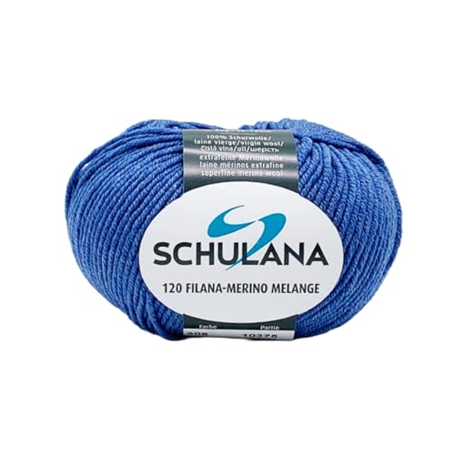 SCHULANA 120 Filana-Merino Mélange, 100% Schurwolle (Merino extrafine), zum Stricken und Häkeln, 50g ca 120m, Jeans Mélange 306 von SCHULANA