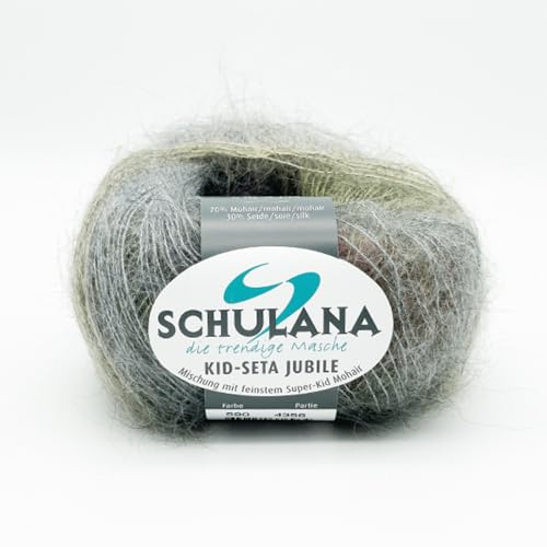 SCHULANA Kid-Seta Jubile Mohair Luxuriöses Strickgarn und Seide Mischung, Nadelstärke 3,5-5 mm, Lauflänge 25g, 210m, Perfekt für Pullover, Schals, Tücher & Accessoires, Bunt Meliert von Schulana