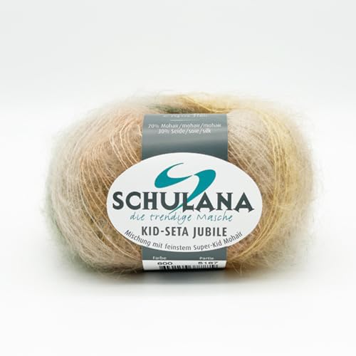 SCHULANA Kid-Seta Jubile Mohair Luxuriöses Strickgarn und Seide Mischung, Nadelstärke 3,5-5 mm, Lauflänge 25g, 210m, Perfekt für Pullover, Schals, Tücher & Accessoires, Bunt.meliert von Schulana