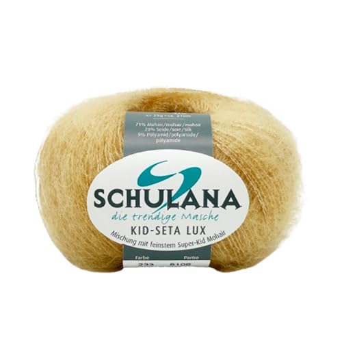 SCHULANA Kid-Seta Lux Mohair-Wolle - Hochwertige, Weiche Naturfaser für Sommermode und Accessoires - Made in Italy, Ideal für Stricken und Häkeln Trendige Farben, Gold von Schulana