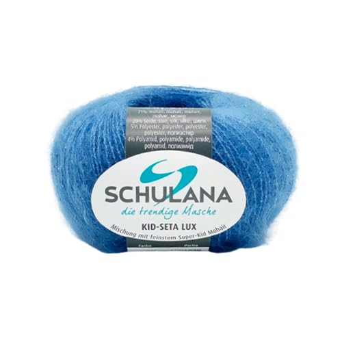 SCHULANA Kid-Seta Lux Mohair-Wolle - Hochwertige, Weiche Naturfaser für Sommermode und Accessoires - Made in Italy, Ideal für Stricken und Häkeln Trendige Farben, Mittelblau von Schulana