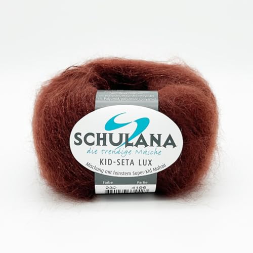 SCHULANA Kid-Seta Lux Mohair-Wolle - Hochwertige, Weiche Naturfaser für Sommermode und Accessoires - Made in Italy, Ideal für Stricken und Häkeln Trendige Farben, Rotbraun von Schulana