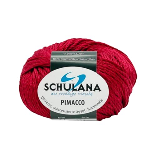 SCHULANA Pimacco Baumwollgarn - Hergestellt in Italien - Perfekt für Sommerjacken, leichte Tops & Accessoires - Weiche & glatte Struktur - Trendige Farben, Weinrot von Schulana