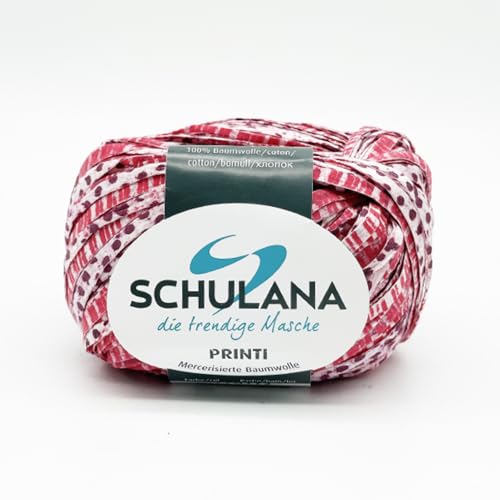 SCHULANA Printi Baumwollgarn - Hergestellt in Italien - Ideal für Sommerjacken, Hüte & Accessoires - Weich & atmungsaktiv - Hochwertige Strickgarne Trendige Farben, Pink-lila von Schulana