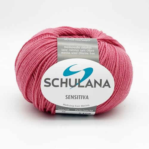 SCHULANA Sensitiva: Hochwertiges Garn für Pullover, Jacken, Schals, Loops und Accessoires, Hergestellt in Italien, 50g Knäuel, Lauf"länge ca. 185m, Berry von Schulana