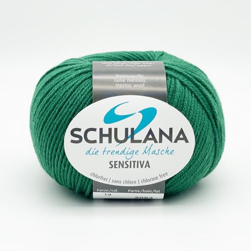 SCHULANA Sensitiva: Hochwertiges Garn für Pullover, Jacken, Schals, Loops und Accessoires, Hergestellt in Italien, 50g Knäuel, Lauf"länge ca. 185m, Dunkelgrün von Schulana