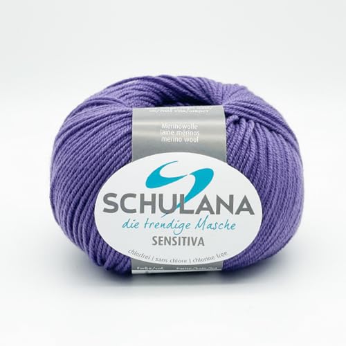 SCHULANA Sensitiva, 100% Schurwolle (Merino superfine, mulesing-free), zum Stricken und Häkeln, 50g ca 185m, Lavendel 037 von SCHULANA