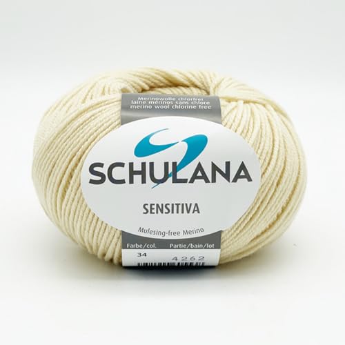 SCHULANA Sensitiva, 100% Schurwolle (Merino superfine, mulesing-free), zum Stricken und Häkeln, 50g ca 185m, Pancake 034 von SCHULANA