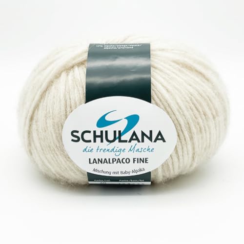 Schulana 10810.060 yarn, 56% Baumwolle, 27% Schurwolle, 17% Alpaka, Beige, 4 – 5 mm von Schulana