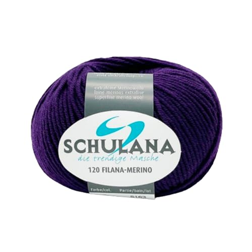 SCHULANA 120 Filana-Merino, 100% Schurwolle (Merino extrafine), zum Stricken und Häkeln, 50g ca 120m, Dunkelviolett 027 von SCHULANA