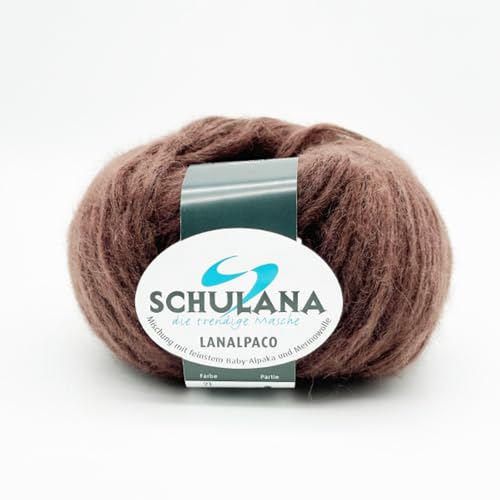 Schulana Alpaka-Baumwolle-Schurwolle Garn 55%/35%/10% Rehbraun 110m/50g Lauflänge ca. 110m Wolle zum Stricken und Häkeln von Schulana