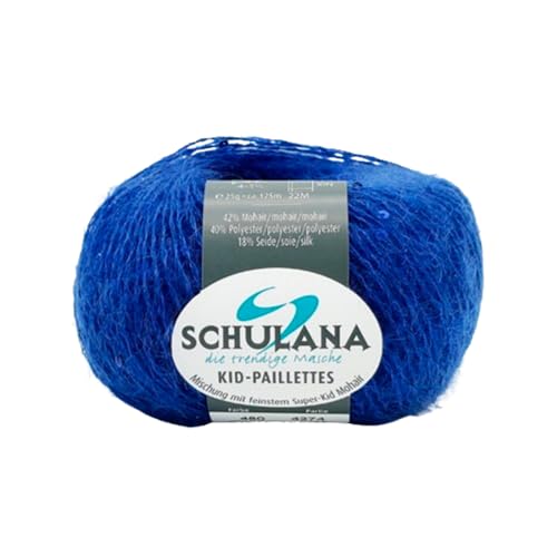 Schulana Kid-Seta Paillettes Mohair-Polyester-Seide Strickwolle - Made in Italy, ideal für Sommermode. Hochwertig, sanft, weich, Naturfaser, Königsblau von Schulana