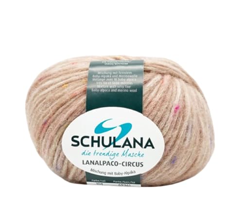 SCHULANA Lanalpaco-Circus, 35% Baumwolle, 34% Schurwolle (Merino), 28% Alpaka (Baby), 3% Viskose, zum Stricken und Häkeln, 50g ca 110m, Puderrosa 104 von SCHULANA