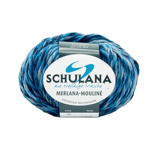 Schulana Merlana-Mouliné, Schurwolle, Blau-Marine-Grau, 50g, 55 von Schulana