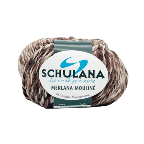 Schulana Merlana-Mouliné, Schurwolle, Braun-Beige-Weiß, 50g, 55 von Schulana