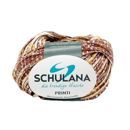 Schulana Printi Baumwollgarn - Hergestellt in Italien - Ideal für Sommerjacken, Hüte & Accessoires - Weich & atmungsaktiv - Hochwertige Strickgarne Trendige Farben, Braun-gelb von Schulana