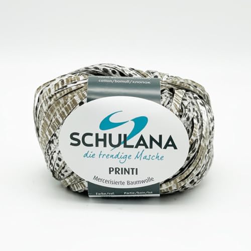 Schulana Printi Baumwollgarn - Hergestellt in Italien - Ideal für Sommerjacken, Hüte & Accessoires - Weich & atmungsaktiv - Hochwertige Strickgarne Trendige Farben, Kaki-Schwarz von Schulana