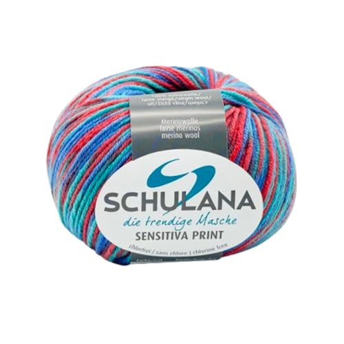 Schulana Sensitiva Print, Schurwolle, Mermaid, 50g, 185 von Schulana