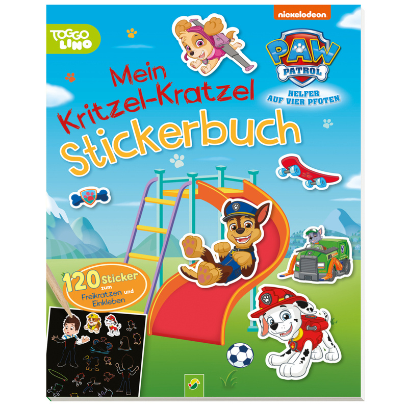 Paw Patrol Mein Kritzel-Kratzel Stickerbuch Mit Bambus-Stick - Luise Holthausen, Kartoniert (TB) von Schwager & Steinlein