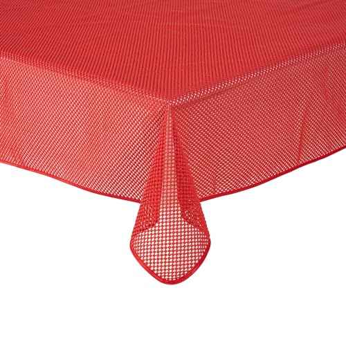 Gartentischdecke Tischdecke Weichschaummaterial Karo einfarbig rutschfest wetterfest 7 Farben und Größen Rot 130x160 cm eckig von Schwar Textilien