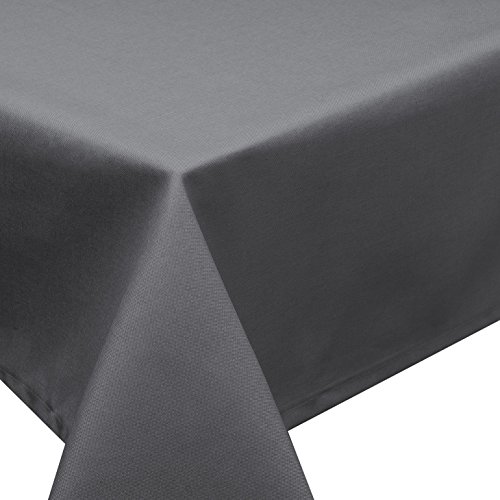 Tischdecke Fleckschutz Lotus Effekt Garten LEINEN Optik bügelfrei rund 140 cm abwaschbar Uni (Grau) von Schwar Textilien