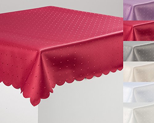 Tischdecke Tischtuch Tafeldecke DAMAST Punkte Fleckversiegelt Gastronomie Farbe Rot Maße 130x260 eckig von Schwar Textilien