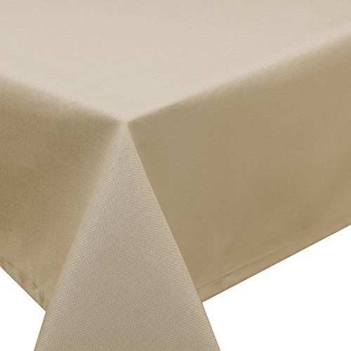 Tischdecke Fleckschutz Lotus Effekt Garten LEINEN Optik bügelfrei abwaschbar Uni Farbe Sand Größe rund 140 cm von Schwar Textilien