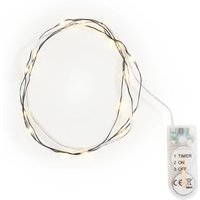 Micro LED Lichterkette, mit Timer, schwarzer Draht, 20 LEDs von Schwarz