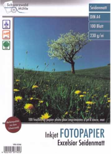 Schwarzwald Mühle Photopapier: 100 Bl. Fotopapier "Excelsior matt" 230g/m² A4 (Fotopapier Inkjet, A4 Papier, Fotodrucker) von Schwarzwald Mühle