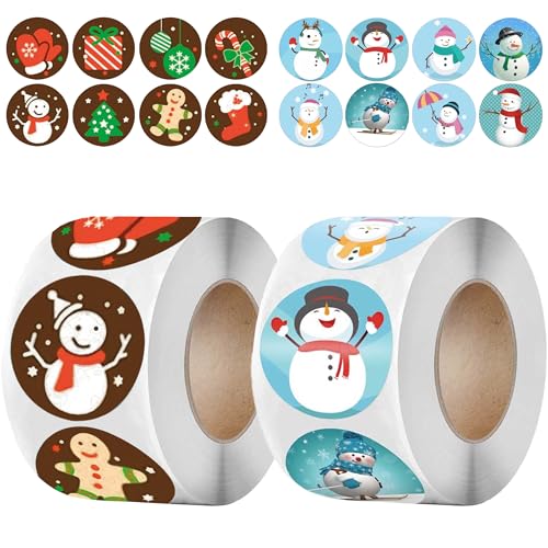 1000 Stück Aufkleber Weihnachten, Weihnachtssticker Selbstklebende Weihnachtsaufkleber für Geschenketiketten, Deko Sticker für Weihnachtskarten Geschenktüten Verpackungen von Scinzene