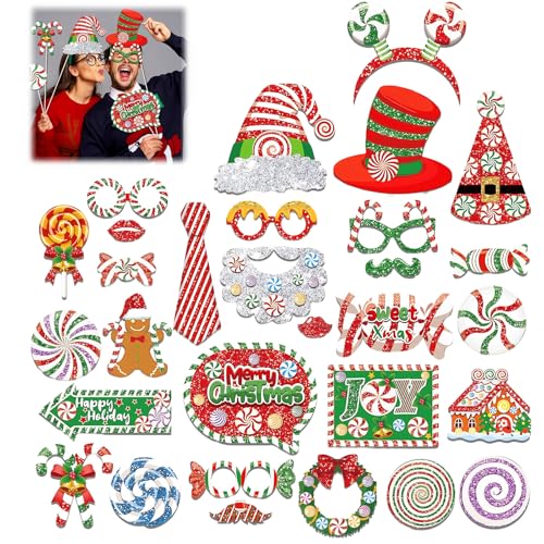 30 Stück Weihnachten Foto Requisiten, Fotobox Accessoires Für Weihnachten, Fotobox Accessoires Weihnachten, Weihnachtsfeier Deko, Weihnachtsparty Deko, Für Weihnachtsparty Weihnachtsfeier Partyzubehör von Scinzene