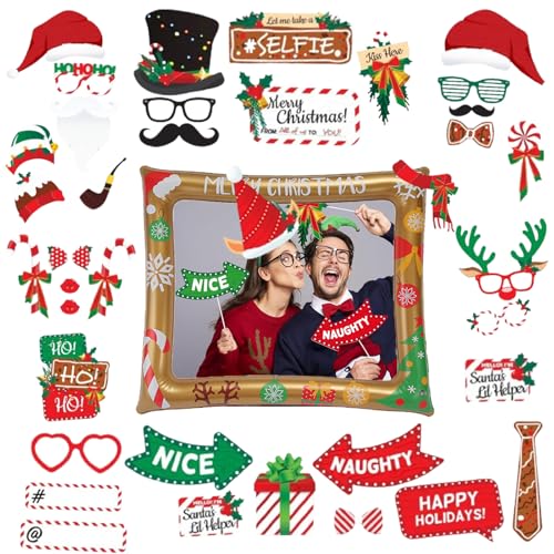 39 Stück Fotobox Accessoires Weihnachten, Weihnachts Accessoires, Weihnachtsfeier, Foto Requisiten Weihnachten, Weihnachtsaccessoires, Weihnachtsparty Deko, Fotobox Weihnachten von Scinzene