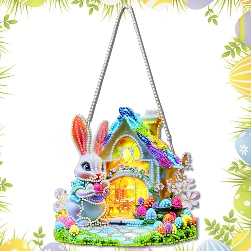 Scinzene 5D Diamond Painting Ostern Hase Set, Diamond Painting Ostern Anhänger, Osterdekoration, Für Osterdeko, Ostern Basteln Kinder, Ostern Geschenke Kinder von Scinzene