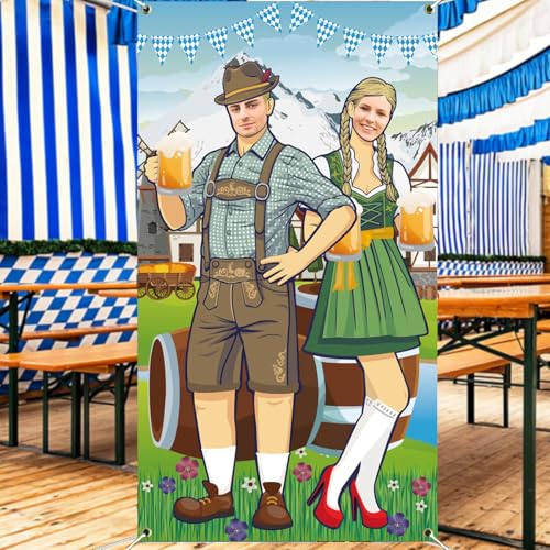 Scinzene Oktoberfest Foto Requisit Banner, Oktoberfest Deko, Bayrische Deko, Deko Oktoberfest, Bayerische Deko, Bayern Deko, Für Oktoberfest Party, Bierfest Party Dekoration, 180*90cm (Foto Requisit) von Scinzene