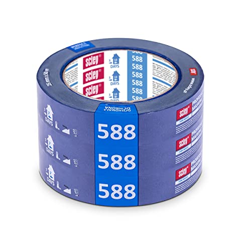 KAEM SCLEY Abklebeband, Malerband Breite 25mm, Länge 50m, 3 Stück Papierklebeband, Klebeband blau, Kreppklebeband, wasserdicht Kreppband für Malerarbeiten, masking tape Serie *588*, A0303-885025 von KAEM