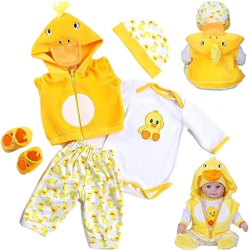 Scnbom Reborn Babys Kleidung lebensechte babypuppen Madchen for 17-24zoll wie echtes Puppen Toddler Junge Outfits Accesories (Gelbe Ente 5pcs Set) von Scnbom