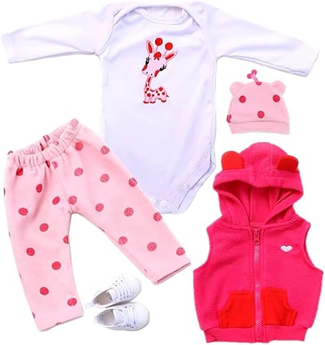 Scnbom Reborn Babys Kleidung lebensechte babypuppen Madchen for 17-24zoll wie echtes Puppen Toddler Junge Outfits Accesories (Rot Giraffe 5pcs Set) von Scnbom