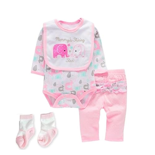 Scnbom Reborn Babys Madchen Kleidung lebensechte babypuppen for 17-24zoll wie echtes Puppen Toddler Outfits Accesories (Hellrosa Elefant 3pcs Set) von Scnbom